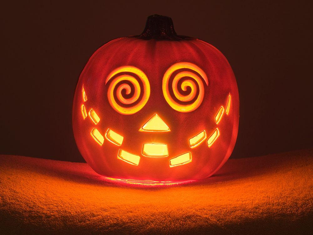 USA-Washington State Smiling Jack O Lantern face on Pumpkin at Halloween